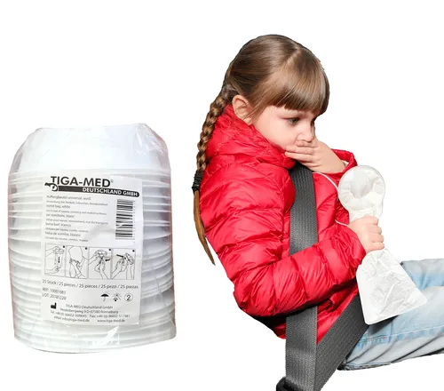 Stück Brechtüten mit Mundstück, Kotztüte / Auffangbeutel, in Folie 25