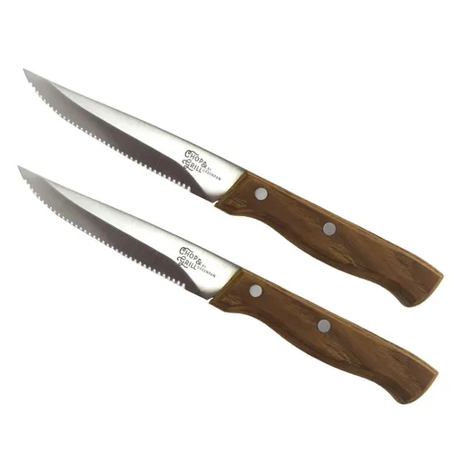 Steakmesser Set 2-tlg. Messer aus Edelstahl mit Holzgriff ca. 22 cm Kombi