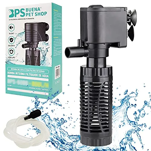 BPS Tauchpumpe für Aquarium mit Filter 6W 600L/H Wasserpumpe Filter Tank für Fische Teich Hydrokultur 16x8cm BPS-6079