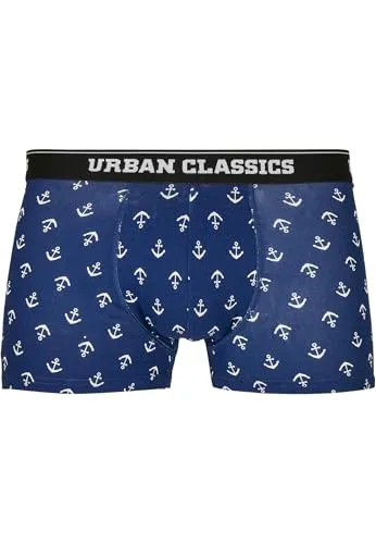Urban Classics Herren Boxer Shorts 5-Pack Boxershorts, Anchor AOP+blk+blk+cha+cha, M