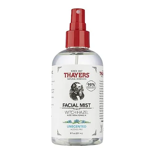 Thayers Mildes Hamamelis Unparfümiert Gesichtswasser-Spray mit Bio Aloe Vera – strahlkraft & verengt poren - ohne tiergrausamkeit - ohne alkohol - vegan - 98 % natürliche inhaltsstoffe - 237 ml