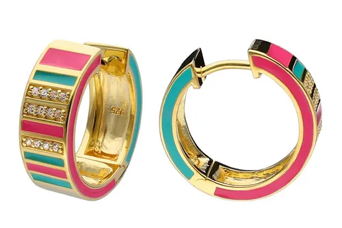 trendor Paar Creolen Damen 925 Silber Vergoldet Klapp-