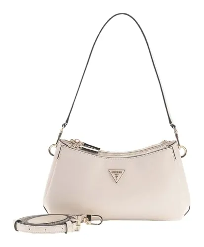 GUESS Schultertasche Noelle II 3 Comp Xbody Bone creme - Praktische Umhängetasche mit drei Hauptfächern und zusätzlichen Einschubfächern für Karten. Flexibel tragbar dank verstellbarem Schulterriemen. Edles Design in Creme mit goldfarbenen Details, perfekt für jeden Anlass.