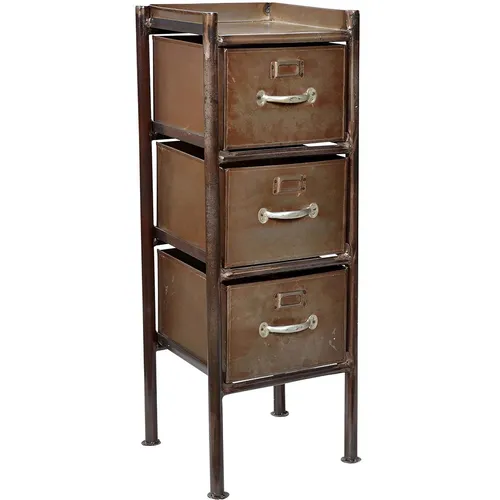 Trademark Schubladenbox Eisenkommode im rustikalen Look - 3 Schubladen - Schubladenbox aus klarlackiertem Eisen, bietet viel Stauraum und praktische Etikettenhalter für Ordnung. Perfekt für nordisches Dekor.