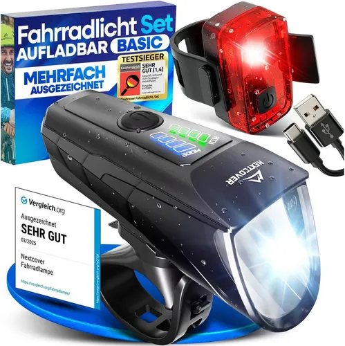 Produktbild Nextcover Fahrradbeleuchtung NEXTCOVER® Fahrradlicht Set mit [LightSense] Sensor & 11h Akkulaufzeit