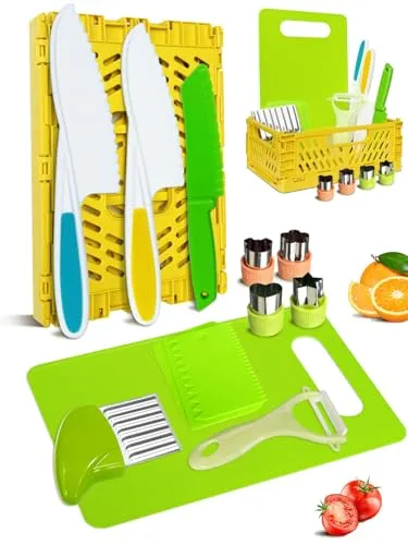 DealKits Kindermesser Kinder Sicherheit Kochmesser Küchenmesser-Set zum Schneiden Kochen von Obst oder Gemüse, Perfekte Geschenke für Weinachten Geburtstag, Kinder Messer ab 3 jahre 15-teilige