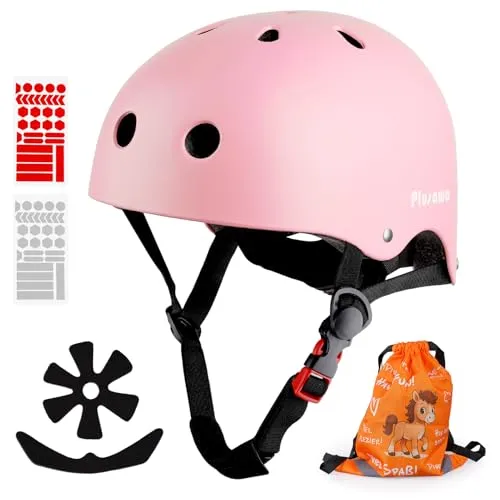 Kinder Fahrradhelm EN1078 CE Certified - Verstellbar & mit 3D DIY Aufklebern (Rosa, XS) - Fahrradhelme mit optimalem Schutz: EN1078 zertifiziert, verstellbar für perfekte Passform, inklusive 30 DIY-Aufkleber für individuelle Gestaltung und reflektierenden Stickern für erhöhte Sicherheit bei Nacht.