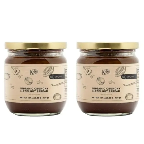 KoRo - Crunchy Bio Haselnusscreme mit Kakao 2 x 400 g - Crunchy - Vegan - Im praktischen Zweierpack