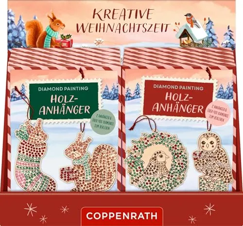 Diamond Painting Holzanhänger: Eichhörnchen / Vögel