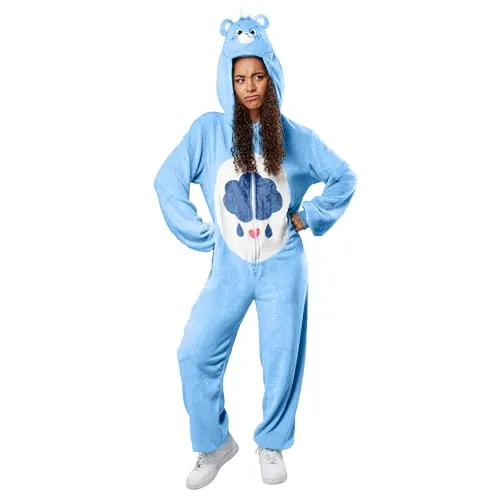 Rubie's 702764 Care Grumpy Bear Comfy-Wear-Kostüm-Overall mit Kapuze, Erwachsenengröße, Herren, Damen, wie abgebildet, S Halloween