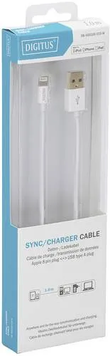 Digitus USB-Kabel USB 2.0 USB-A Stecker, Apple Lightning Stecker 1.00 m Weiß Geschirmt, doppelt geschirmt DB-600106-010-W