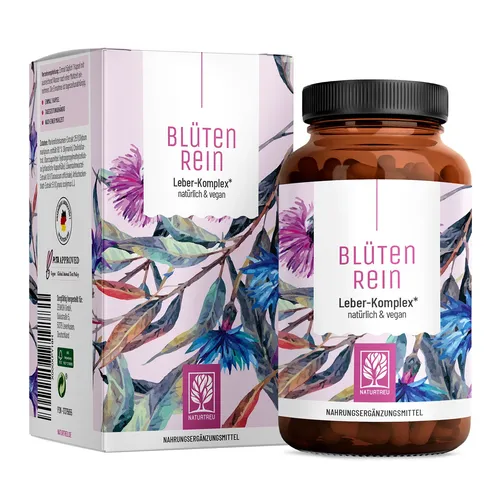 Blütenrein Mariendistel Artischocke Löwenzahn Kapseln - Leber Komplex mit 80% Silymarin, vegan und ohne Zusatzstoffe für eine gesunde Leberfunktion