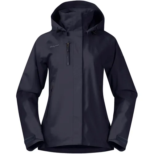 Bergans Übergangsjacke in Dunkelblau - XS - Funktionsjacke mit abnehmbarer Kapuze und regulierbarem Ärmelabschluss, ideal für wechselhaftes Wetter und aktive Freizeit.