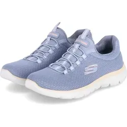 Skechers Damen Slipper in Blau - Gr. 40, Komfort und Stil vereint - Damen Slipper mit gepolsterter Komfort-Einlegesohle aus Memory-Schaum, leicht und flexibel, ideal für den Alltag, aus 100 % veganen Materialien.