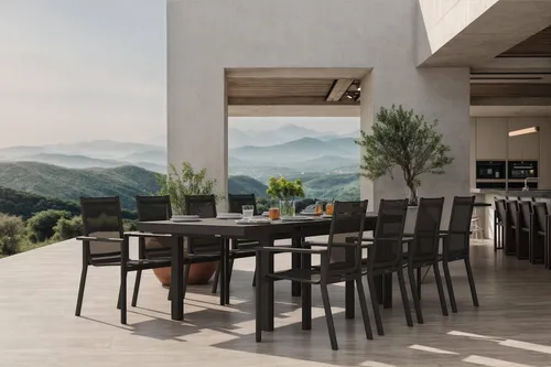 OUTFLEXX Premium Garten-Essgruppe, anthrazit/grau, Alu/Textilene, Ausziehtisch 180/240x100cm, 8 Stapelsessel