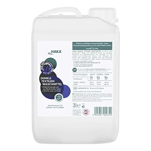 HAKA Waschmittel Dunkle Textilien, Konzentrat, 3L - Waschmittel für dunkle Textilien, erhält Farben und schützt vor Verblassen. Hochwirksames, umweltschonendes Konzentrat für bis zu 99 Waschladungen.