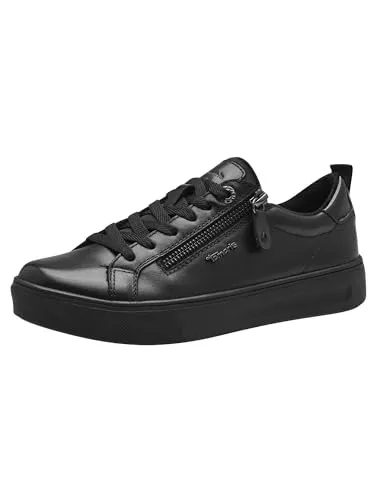 Tamaris COMFORT Damen Sneaker flach mit Reißverschluss - Damen-Sneaker in Schwarz mit T-flow-Technologie für dämpfenden Komfort und herausnehmbarer Einlegesohle für individuelle Anpassung – ideal für den ganzen Tag.