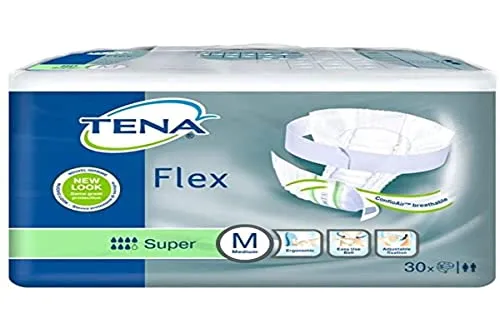 Tena Flex Super M, 30 St - Inkontinenzeinlagen mit ComfiStretch-Gürtel für eine einfache und ergonomische Anwendung, bieten optimale Auslaufsperre und verstellbare Fixierung für höchsten Komfort.