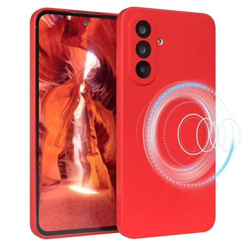 EAZY CASE - Silikonhülle magnetisch für Galaxy A56 Hülle Silikon Rot weich stoßfeste Magnet Handyhülle Schutzhülle mit Kameraschutz Dünn Schutz Cover TPU Bumper in Mattrot
