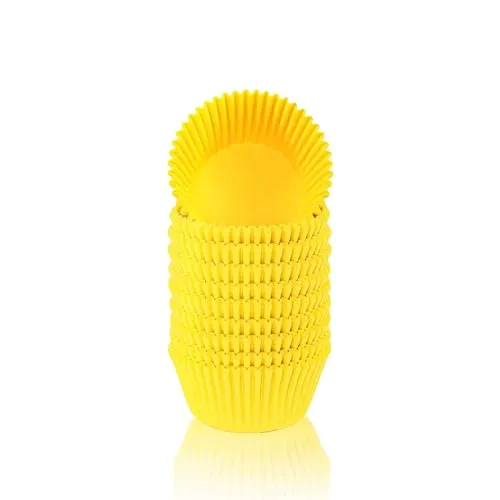 WENRENMK 100 Stück Muffinförmchen Papier, Cupcake Förmchen, 7 cm x 5 cm x 3,2 cm - Muffins Papierförmchen, Geeignet zum Backen, Desserts, Geburtstage, Partys, Hochzeiten (Gelb)