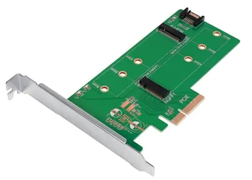 LogiLink PC0083 - Dual M.2 PCIe SATA SSD Adapter, unterstützt zwei SSDs gleichzeitig für maximale Geschwindigkeit und Flexibilität