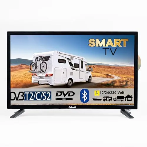 Gelhard GTV2756 LED Smart TV mit DVD und Bluetooth DVB-S2/C/T2 für 12V u. 230Volt WLAN Full HD Caravan/Camping/Boot/Truck/LKW