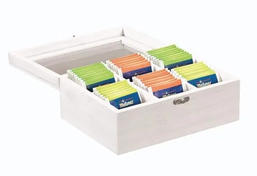 Kesper | Teebox, Material: FSC®-zertifizierter Bambus, Maße: 21,5 x 16 x 9 cm, Farbe: Cremeweiß | 57902