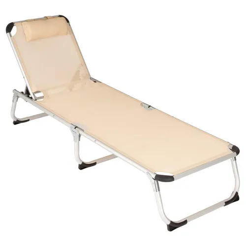 Divero Sonnenliege beige 187x59x30cm Kissen klappbar 5fach verstellbar bis 110kg