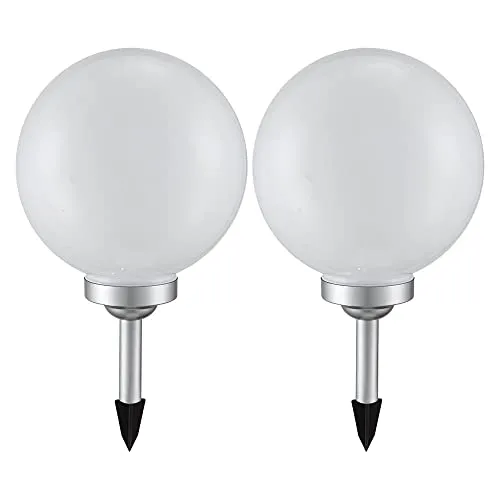 Solarleuchte Kugel 25 cm - 2er Set für den Garten - Lampen für Außen mit spritzwassergeschützter IP44, ideal zur stimmungsvollen Beleuchtung von Gartenwegen und Beeten, Leuchtdauer ca. 6-8 Stunden.