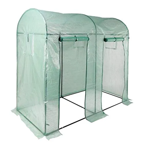 Gravidus Foliengewächshaus mit 2 Türen & 4 Fenstern - Robustes Stahlrahmen-Foliengewächshaus für Wetter- und Schädlingsschutz - 200x100x180 cm