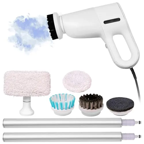 Sichler Haushaltsgeräte 3in1 Hand- & Boden Dampfreiniger, Motorbürste, 5 Aufsätze, 1.200 W