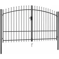 vidaXL Doppelflügel Zauntor mit Speerspitzen 3 x 1,75 m Schwarz - Gartentor aus pulverbeschichtetem Hochleistungsstahl, stabil und rostbeständig. Ideal für Sicherheit und Privatsphäre in Ihrem Garten, Innenhof oder Terrasse.