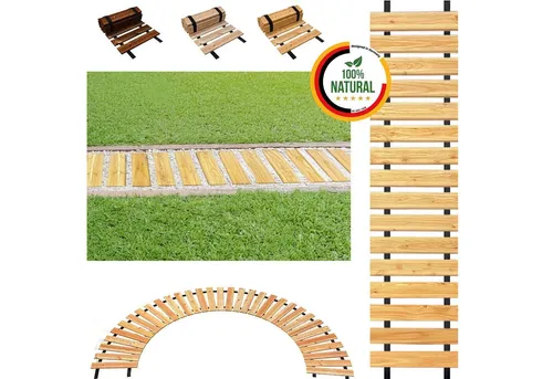 Floranica Gartensteg Gartenweg aus Holz Gartentritte Holzweg aus Lärche, 30x100 cm, Natur, 1-St., Rollweg Ausrollbarer Gehweg rutschfeste Oberfläche