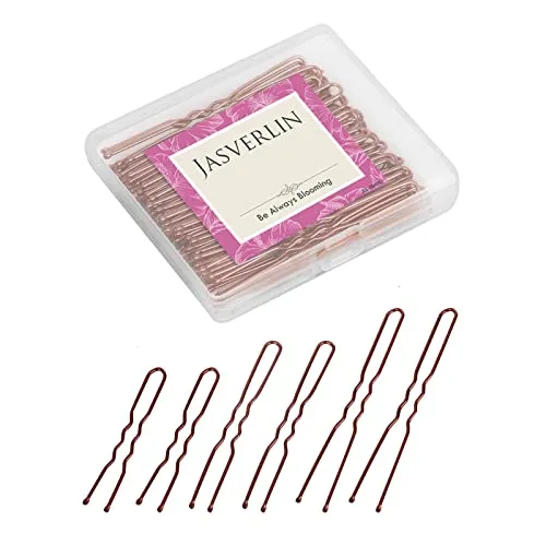 JASVERLIN U-förmigen Haar Bobby Pins braun, Bun Bunheads Haarnadeln Clips für Frauen Mädchen Updo Tools Zubehör 3 große lange Mini Größe Sortiment 150 Stück