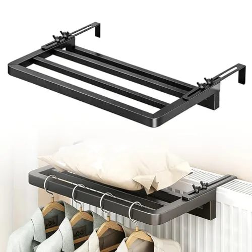 GWBPES Heizkörper Wäscheständer, Wäscheständer Platzsparende Balkon Handtuchhalter Heizkörper Heizkörpertrockner zum Einhängen Wäsche Ständer für Wandmontage für Fensterbank Badezimmer (40 x 25cm)