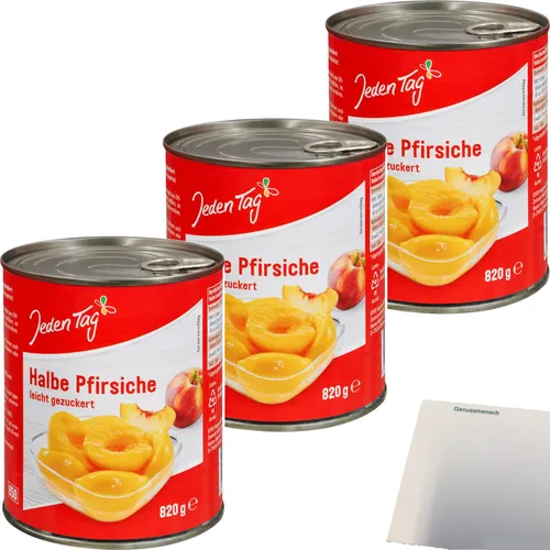 Jeden Tag Pfirsiche 1/2-Frucht leicht gezuckert 3er Pack 3x850ml Dose usy Block