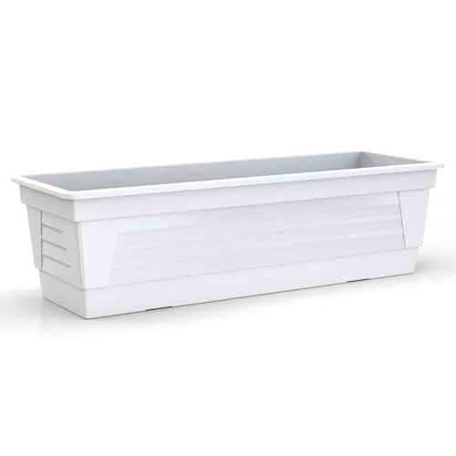 Plastard Blumenkasten 80 cm lang Farbe Weiss Pflanzkasten, Balkonkasten, Blumenkübel aus witterungsbeständigen Kunststoff für Garten und Balkon