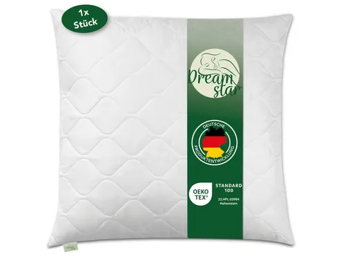 Dreamstar Microfaserkissen gestepptes Kopfkissen 40x80 cm und 80x80 cm - Premium Qualität, Füllung: 100% Polyester, Bezug: Microfaser, Rückenschläfer, Seitenschläfer, Bauchschläfer, Kissen 80x80 cm, Reißverschluss für Füllung, allergikerfreundlich