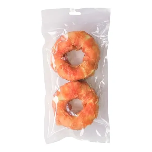 123... Hund dabei! - Hähnchen-Donut für Hunde – Knackiger Kausnack aus Rinderhaut umwickelt mit reinem Hähnchenfilet – natürlicher, proteinreicher Hundesnack für langanhaltenden Kauspaß