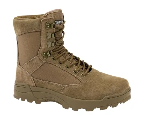 Brandit 9 Eyelet Tactical Boots in Olive, Größe 43 - Robuste Tactical Boots mit 9-Loch Schnürsystem, isolierendem Fußbett und griffiger Gummiprofilsohle für optimalen Halt und Komfort bei jedem Einsatz.