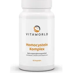 Vitaworld Homocystein-Komplex | 90 Kapseln - Nahrungsergänzungsmittel zur Unterstützung des Homocystein-Stoffwechsels, angereichert mit Betain, Cholin und B-Vitaminen für mehr Vitalität.