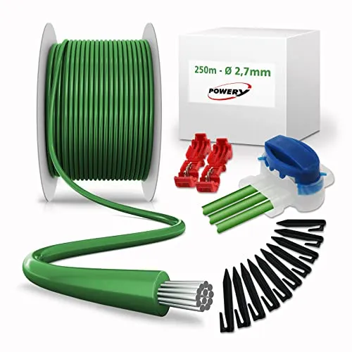 Powery 250m Set Begrenzungskabel für Mähroboter - Begrenzungskabel mit 250m Länge, ideal für präzise Rasenpflege und einfaches Verlegen, inklusive hochwertigem Material.