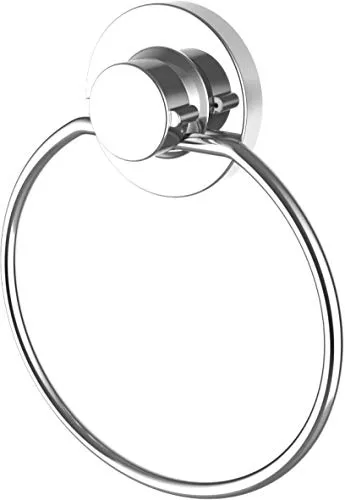 Cornat Handtuchhalter 3 in 1 - Ring - 3 verschiedene Befestigungsoptionen mit Saugnapf, Klebepad & Bohren - Verchromt / Klebehaken / Handtuchhalterung für Gäste-Handtuch / T340255