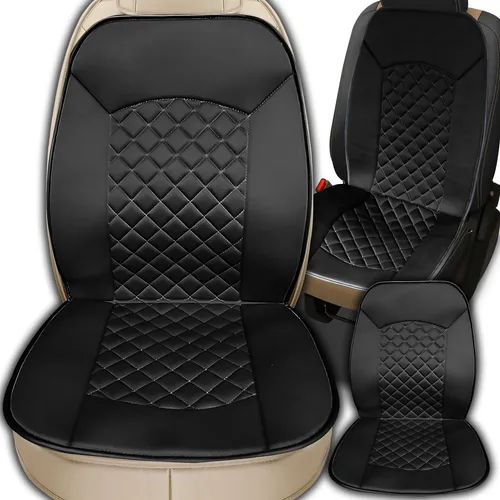 Sitzbezüge Auto Universal Sitzbezug Kunstleder Schonbezüge Autositzauflage Sitzauflage Autositz Vorne Vordersitze Sitzkissen KFZ PKW Schwarz Retoo