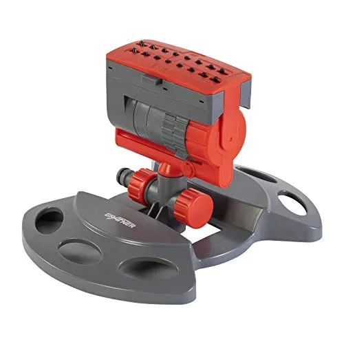 Grafner Viereckregner mit 16 Düsen und Turbo-Motor, bis 180 m², verstellbare Reichweite und Sprengbreite & Durchfluss, 1/2 Zoll klick-Anschluss, Garten Bewässerung Sprinkler Rasen Sprenger Rechteck