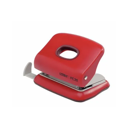 Rapid 23256402 Kleiner Locher (20 Blatt, Anschlagschiene mit Formatvorgaben, Metall, FC20) rot