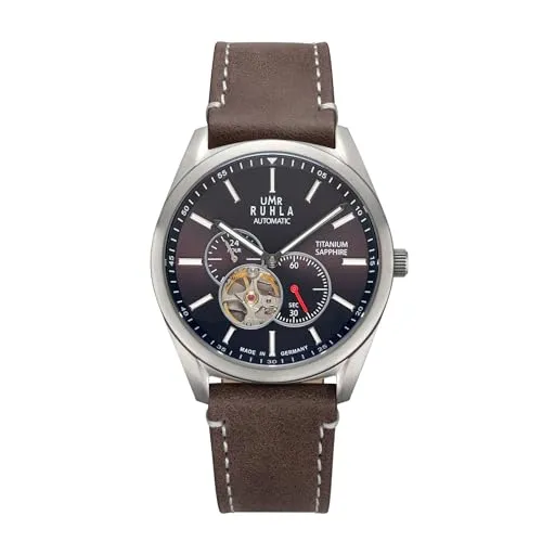 UMR RUHLA Automatik Armbanduhr für Herren - Elegante Herren-Armbanduhr mit mechanischem Aufzug, Titangehäuse und wasserdicht bis 5 bar. Perfekt für stilbewusste Männer, die Handwerkskunst und modernes Design schätzen.