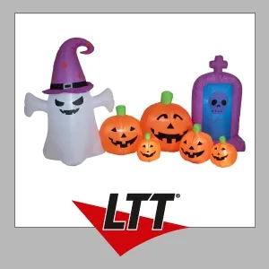 EUROPALMS Halloween Aufblasbare Figur Geist mit Kürbissen, 244cm