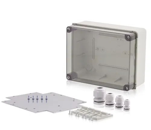Industriegehäuse Montageplatte Ip65 Kabelverschraubungen Set Abzweigkasten Abs