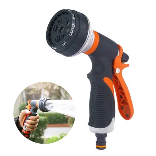 Roysmart Gartenbrause, 8 Einstellbare Bewässerung Muster, Handbrause Garten-Spritzpistolen, Einstellbarer Wasserdurchfluss Bewässerungsbrause für Bewässerung Rasen, Haustier Baden, Autowaschen